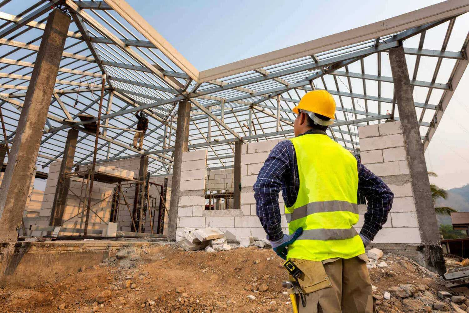 Estructura de vivienda unifamiliar en construcción